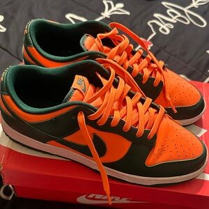 Nike Men's Orange and Green Dunks